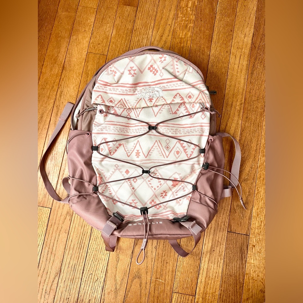 The North Face Borealis Pink and White Geometric Pattern Women's Bag
